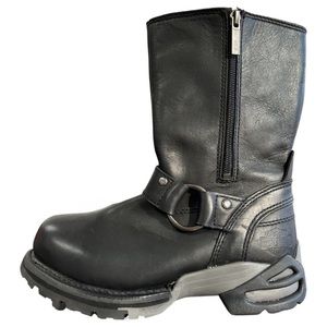 New Harley-Davidson Mens Black Leather Steel Toe Motorcycle Riding Boots, Size 6